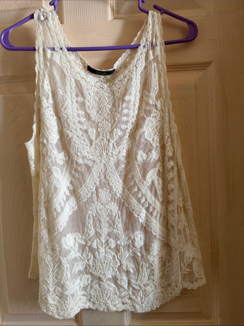 Delicate Lace Overlay Camisole - White - Unknown Brand